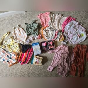 Baby Clothing & Accessories Bundle - Pastel Florals and Neutrals